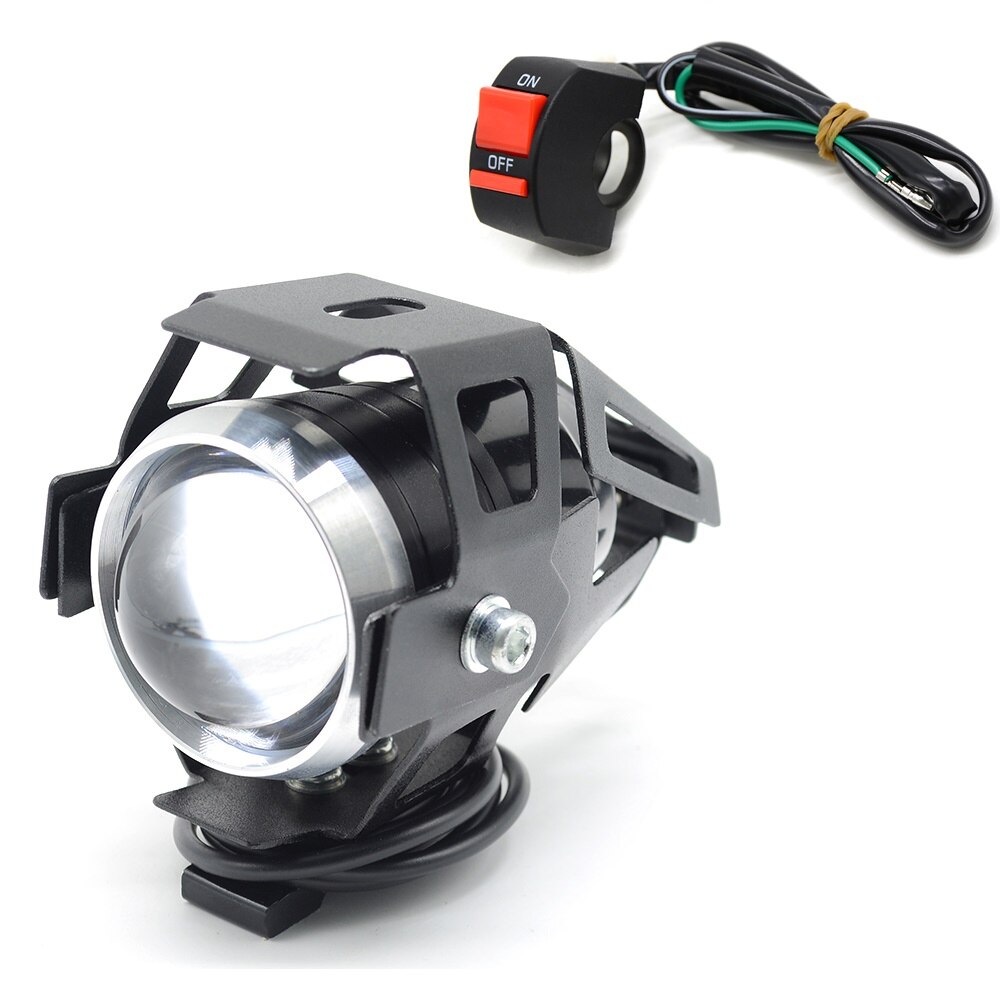 2 pcs 125 W motorcycle rcycle auxiliary light bulb Super bright U5 LED motorcycle lighthouse moto driving fog light car: 1pcs-switch