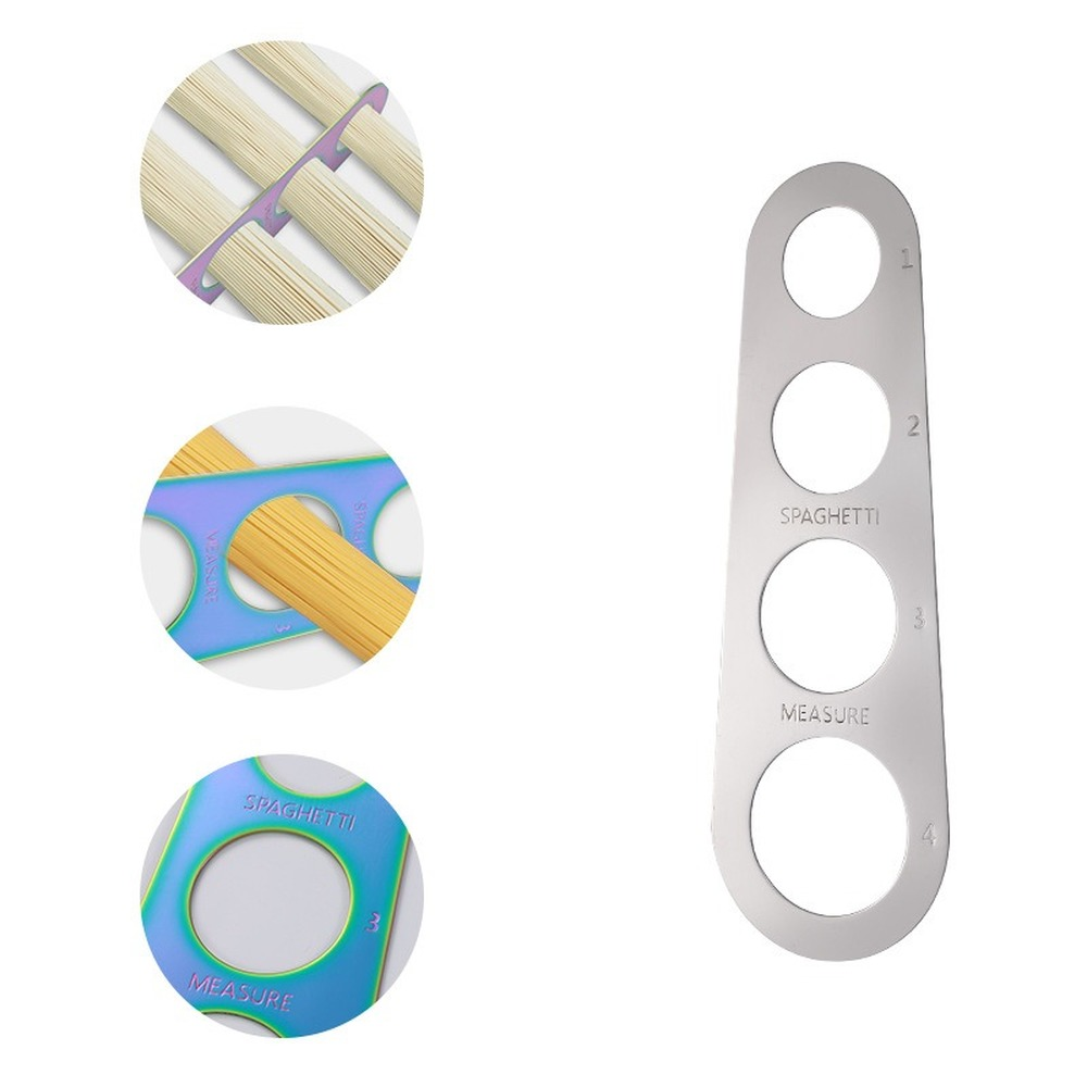 Edelstahl Spaghetti Measurer Pasta Maßnahme Koch Küchen utensilien Werkzeuge Nudel 4 Loch Messung Portion kontrolle