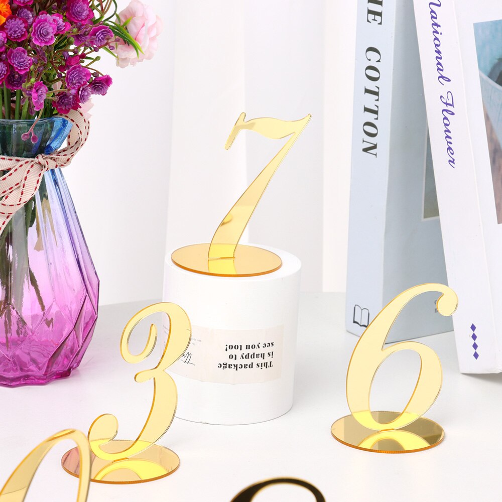 1pc Acrylic Table Numbers DIY Romantic Gold Table Sign Seat Card For Wedding Birthday Party Decoration