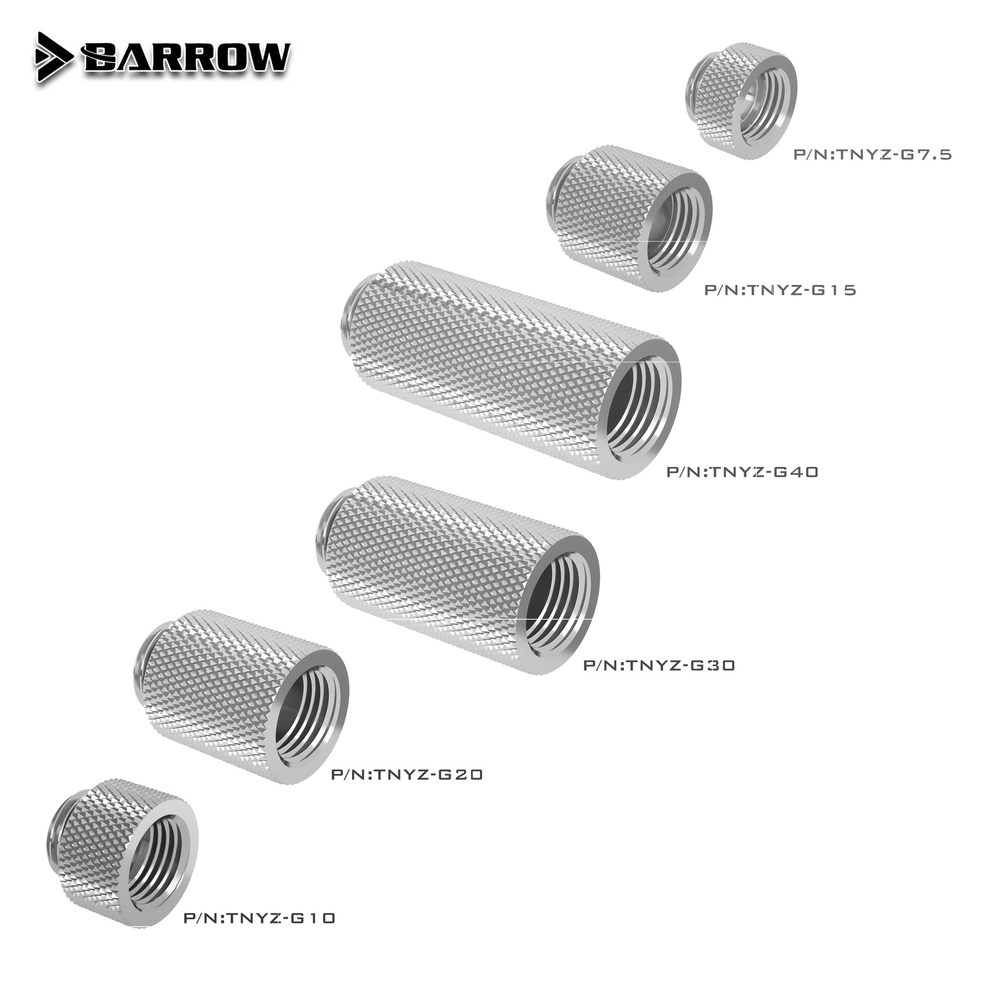 Barrow Extender Male To Female Fitting G1/4 Liquid Cooling System PC TNYZ-G7.5 TNYZ-G10 TNYZ-G15 TNYZ-G20 TNYZ-G30 TNYZ-G40