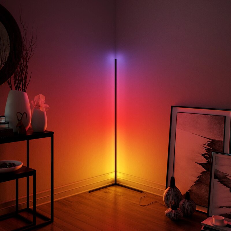 Lámpara Led de pie para esquina, Luz de suelo de dormitorio colorida, iluminación de Ambiente, decoración para el hogar, lámpara de pie de esquina