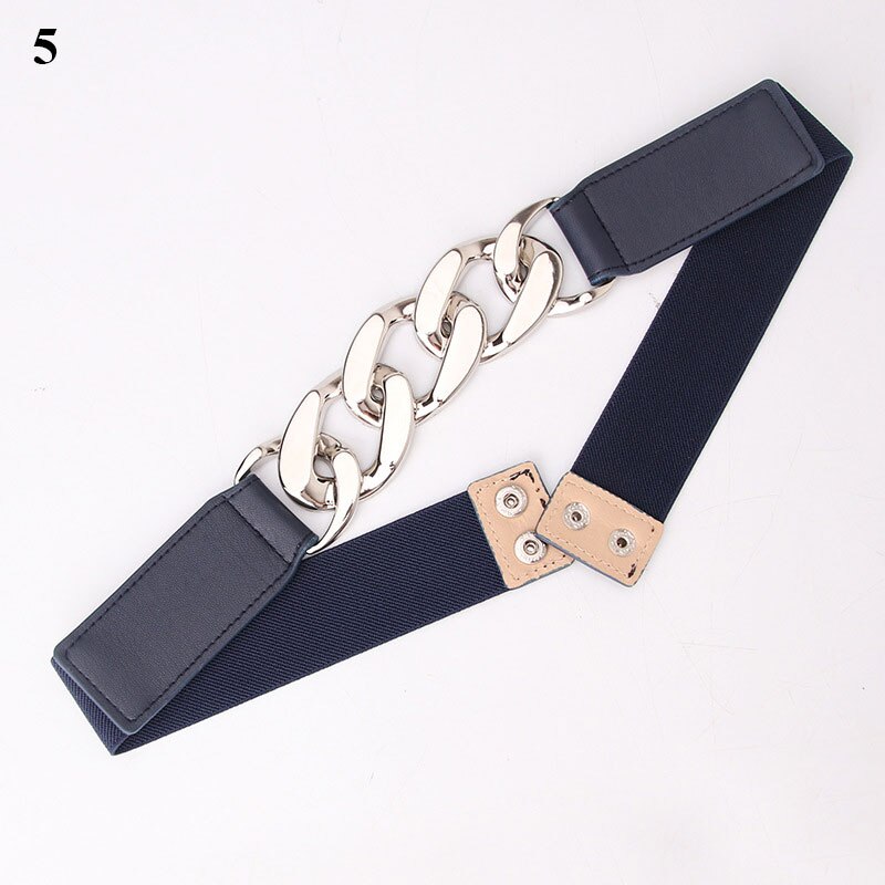 Belts For Women Skinny Metal Gold Buckle Waist Belt PU Leather Thin Belt Elastic Waistband Female Dress Accessories: 5
