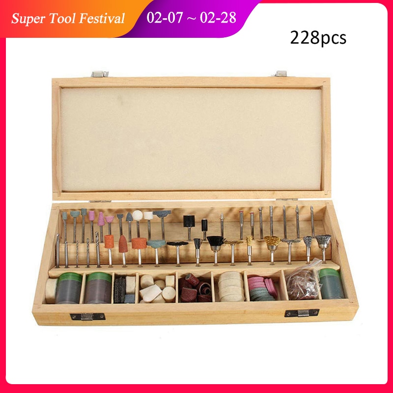 228pcs Electric Mini Drill Bit Kit Abrasive Rotary Tool Accessories Set for Dremel Sanding Polishing Cutting Engraving Tool Head