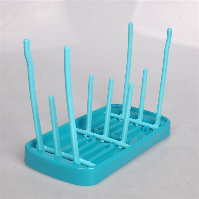 Babyflaske dræning tørrestativer flaske tørre rack blå babyflaske rengørings tørretumbler dræning opbevaring tørrestativ babyflaskeholder: Blå