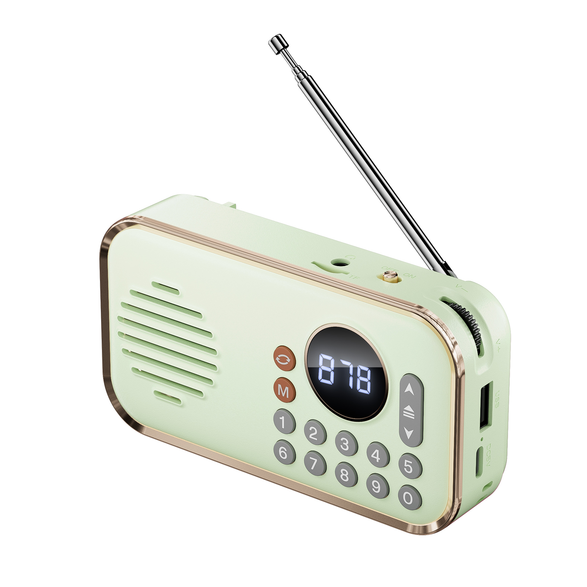 Wireless Stereo Bluetooth Speaker with Multi-band Radio Function HIFI Sound Support BT U Disk TF Card Mini Portable Super Bass: green