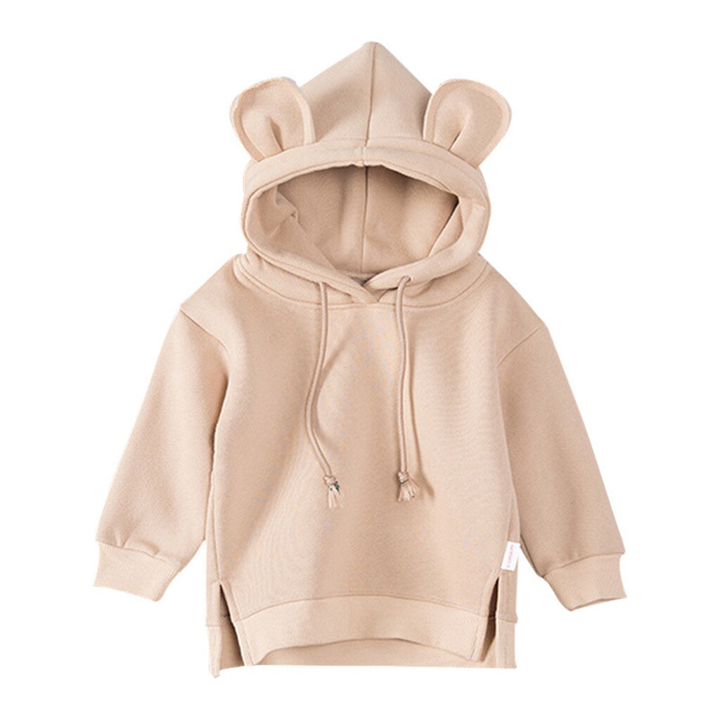 3M-3T enfants sweat-shirt enfant en bas âge bébé enfants garçon fille à capuche dessin animé 3D oreille sweat-shirt hauts vêtements Moletom: Beige / 6M