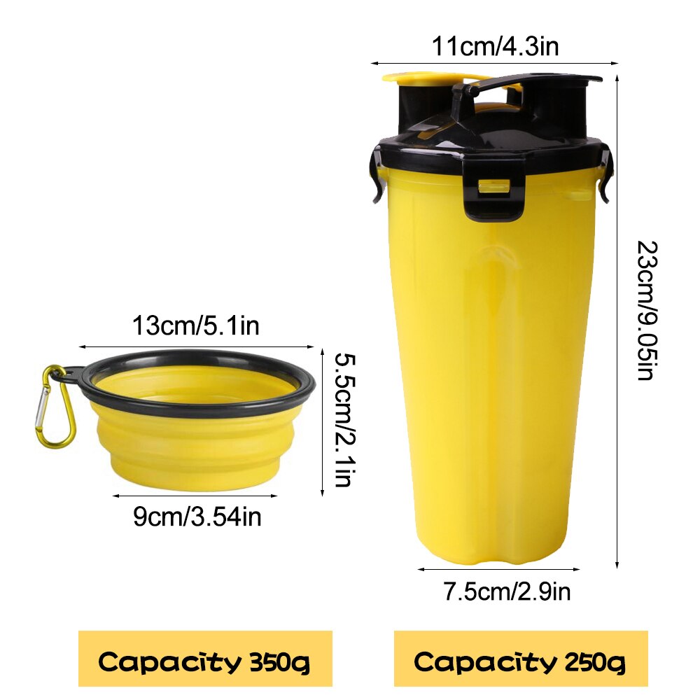 Matka lemmikkieläinten vesipullo koiran juoma-annostelija kulho 2 in 1 kannettava koiran muki 350ml/12oz vesi- ja 250g välipalaruokaastialle  #15
