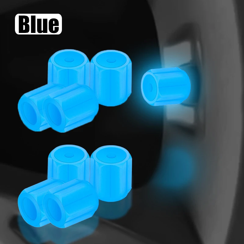 Luminous Car Tire Valve Caps Plastic Red Motorcycle Bike Tyre Valve Caps Wheel Hub Glow Decoration Dustproof Tyre Rim Stem Cover: Silver
