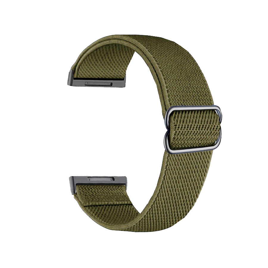 Nylon elastische lus horlogeband voor Fitbit Versa 4 3 riem vervangende armband voor Fitbit Sense 2 polsbandje Correa riem accessoire: Zilver wit / 14mm