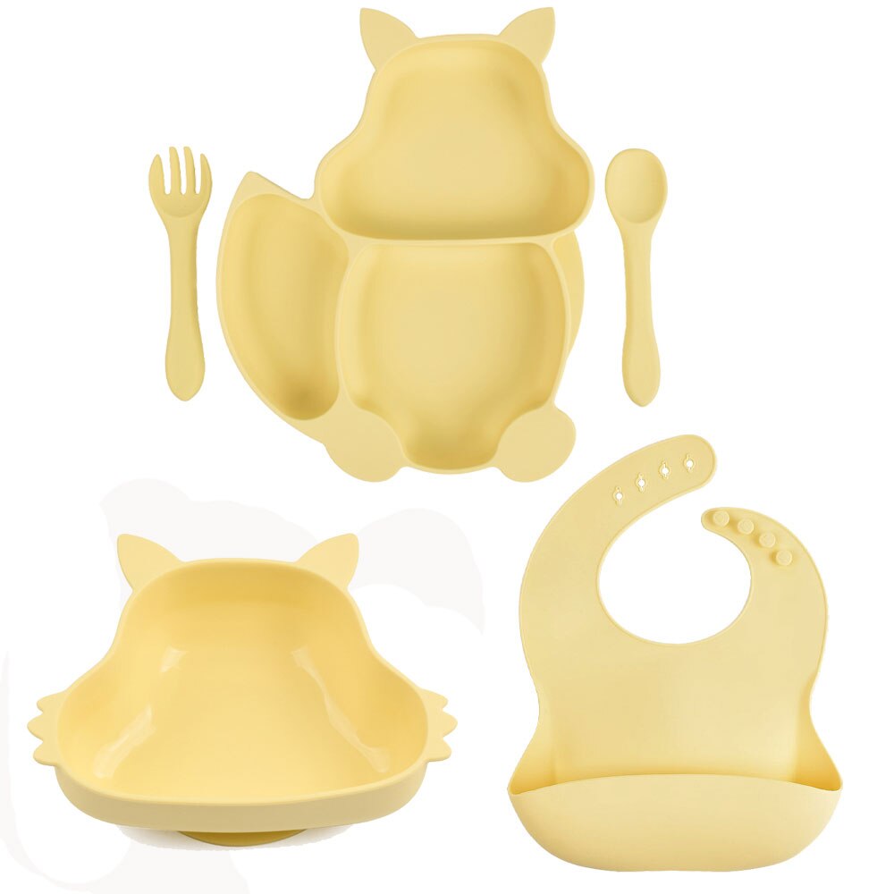Juego de vajilla de silicona para bebé, platos de grado alimenticio, forma de Animal, plato para niños, sin BPA, antideslizante, 5 unids/set: Y11