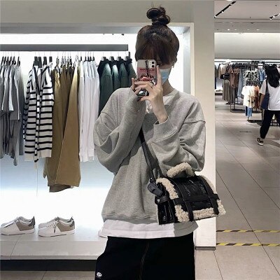 Mode Bont Tas Vrouwen Jumbo Capaciteit Totes Handtas Zwart Pu Lederen Schoudertas Messenger Schapen Furbag Winter Deisgner