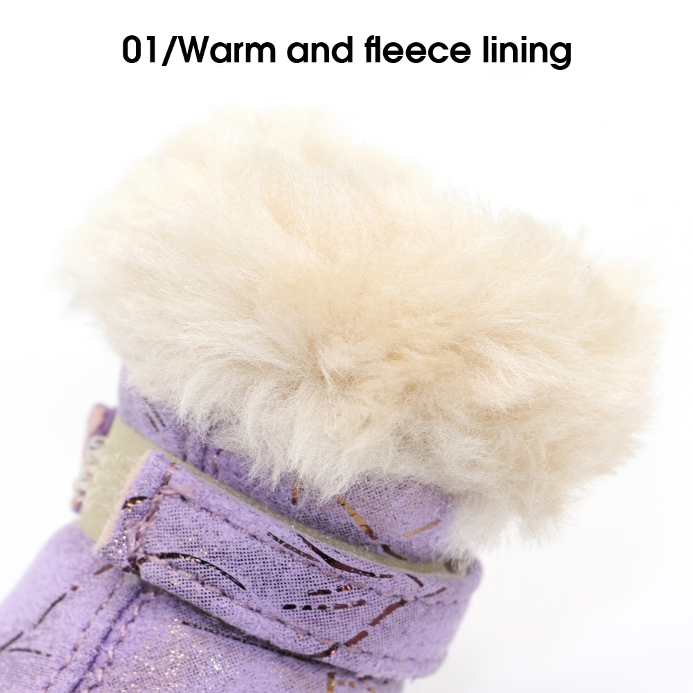 Hiver chien chaussures fourrure chien botte anti-dérapant animaux chat neige bottes 4 pièces/ensemble petits chiens chats chaussures Yorkshire Chihuahua
