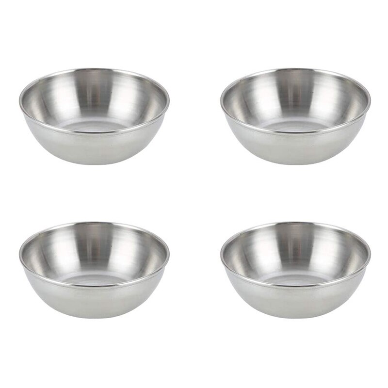 4Pcs Rvs Saus Gerechten Ronde Kruiden Gerechten Sushi Dompelen Kom Schotels Kom Mini Voorgerecht Platen
