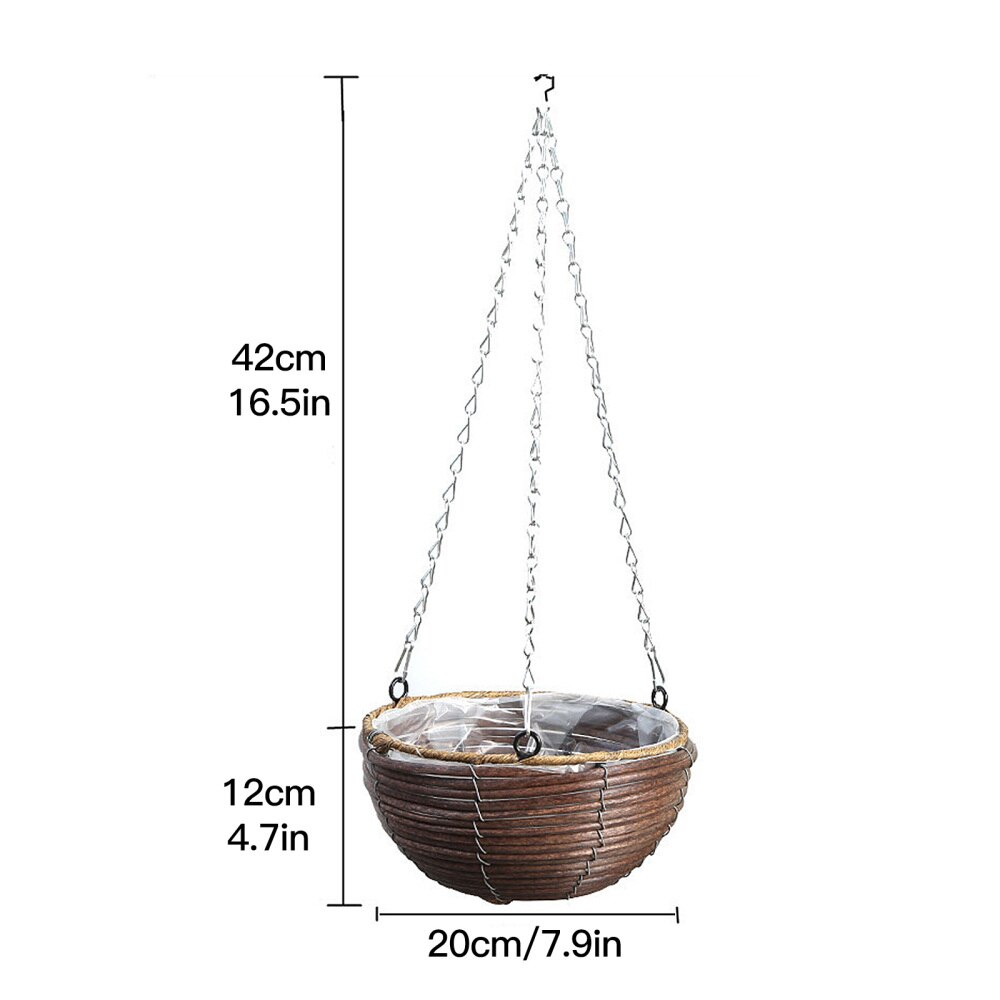 Hanging Pots Plant Basket Adornment 20*12cm 3 Colors Rural Style Plastic+iron Home And Garden Durable Flowerpot