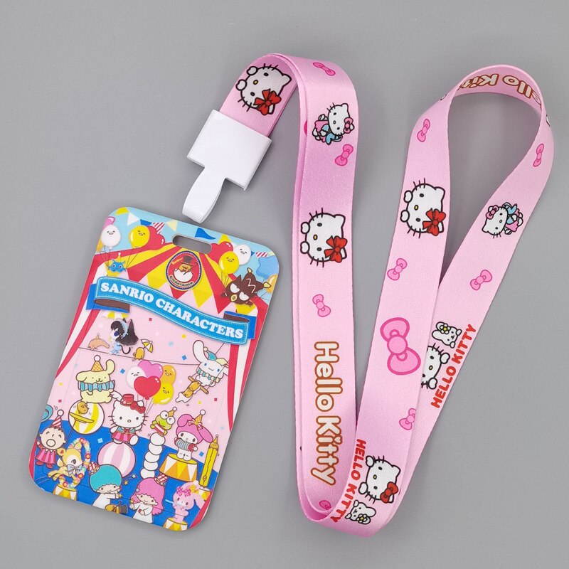 TAKARA TOMY Cute Cartoon Hello Kitty Printed Anime Bus Card Set Light Industry Card Lanyard Campus Meal Card: G