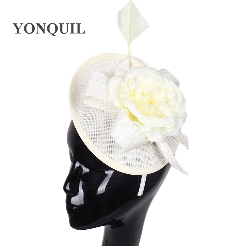 ivory fascinator hat headband women headpiece bridal mariage chapeau cap handmade flower chic millinery