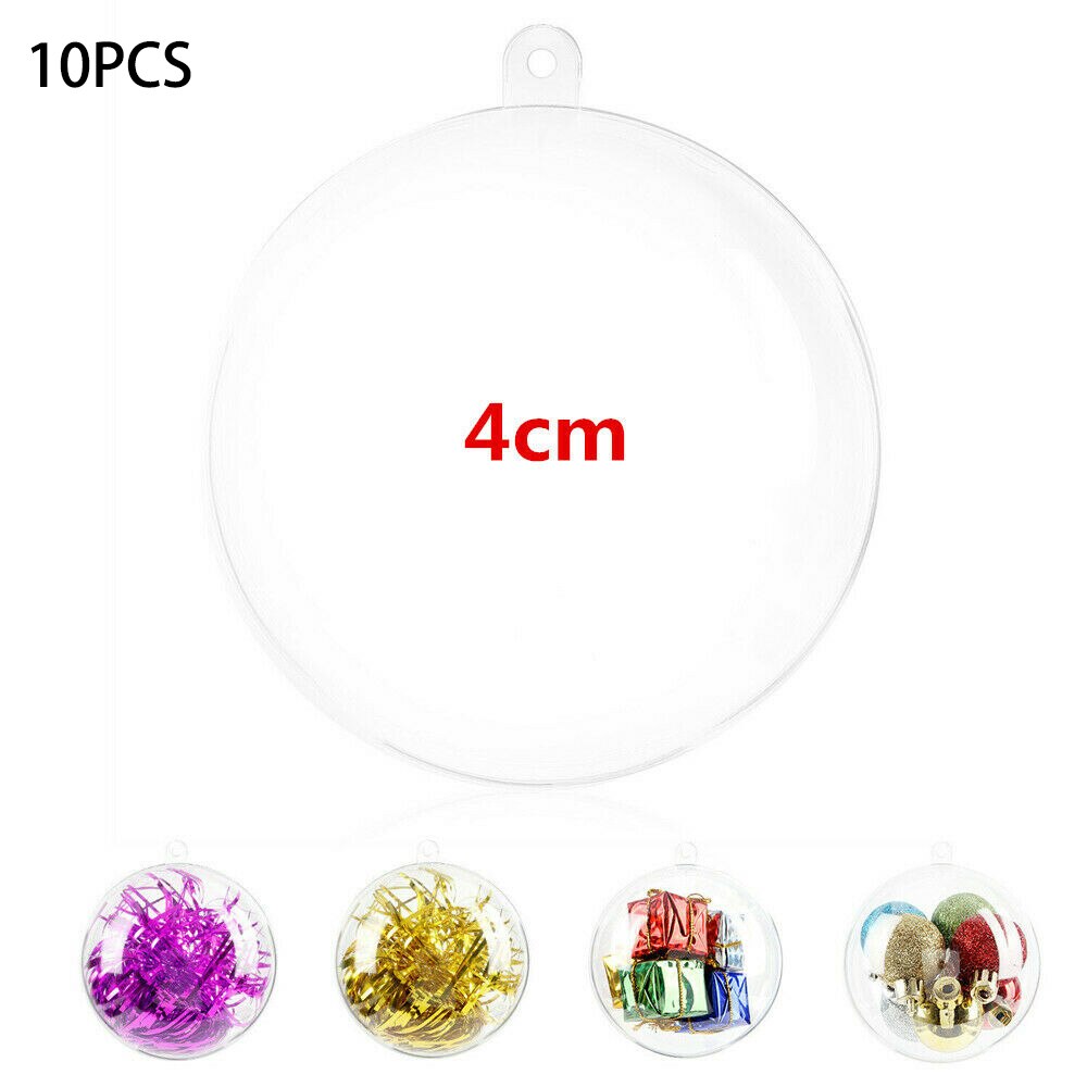 10Pcs Clear Plastic Craft Bal Kerst Decoratie Kerstballen Gunsten Transparant Clear Xmas Ballen Opknoping Ronde Kerstballen: 4CM