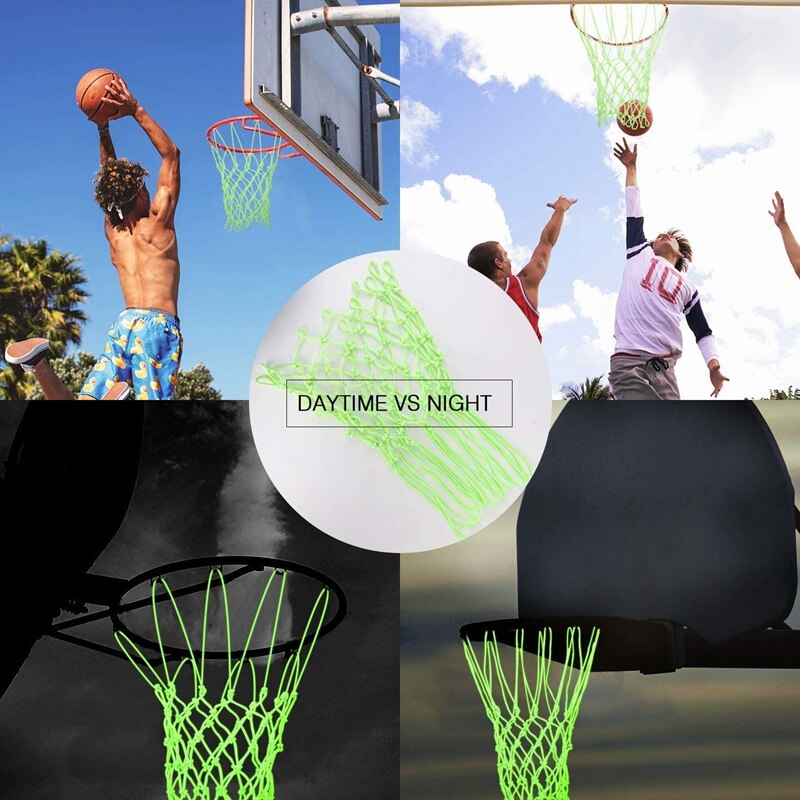 Topglow in the dark basketnät utomhusbasketnät ersättning 12 öglor standardstorlek natt för idrottsskola