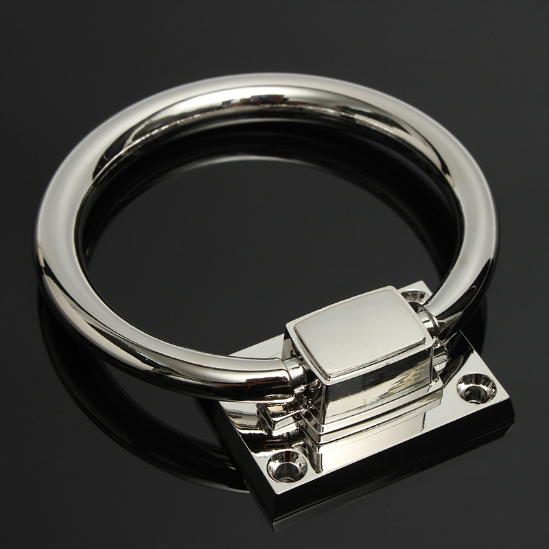 Door Handle Door Pull Ring Knob Shiny Silver Pull Ring Wooden Door Knocker Chair Pulls Handle Stainless steel 111x56x38MM