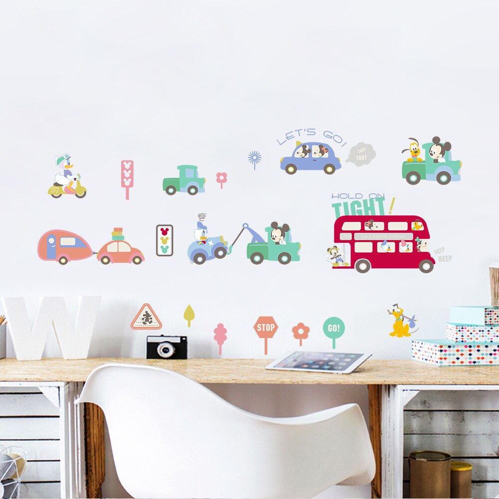 Cartoon McQ Racing road wall stickers for kids rooms nursery children's room decor on the wall car decals Child