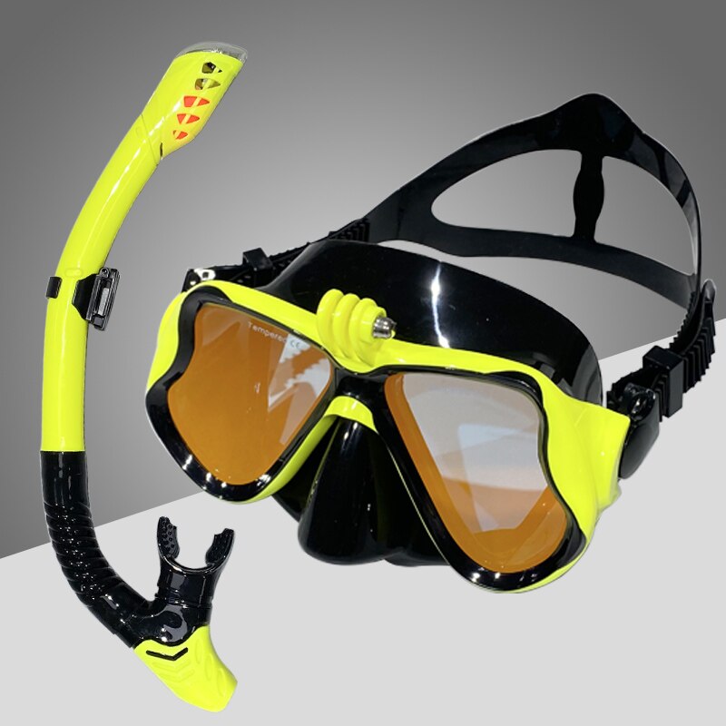 Drijvende Duiken Lung Duiken Pakket Masker Siliconen Rok Drie-Lens Volwassen Panoramisch Vol Droge Duikbril Drijvende Duiken Lung di: Oranje