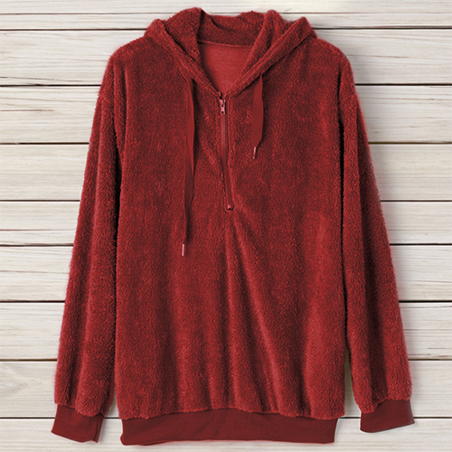 PatPat Reine Farbe Woll Hoodie Herbst Beiläufige Frau Kleidung oben Mantel Jacke Freizeit und Komfort: rot / M