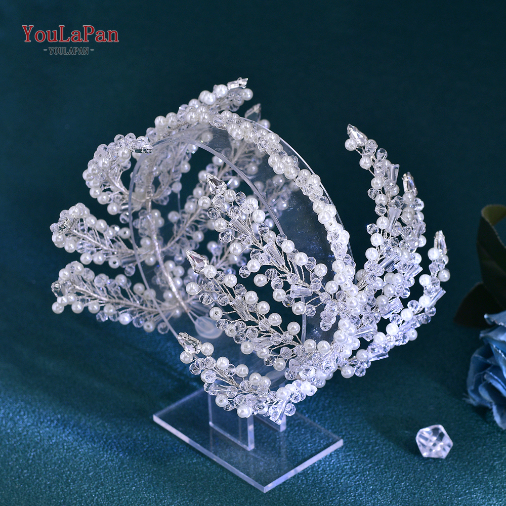 YouLaPan HP496 Strass Bruidshoofdband Boheemse Bruidshaaraccessoires Vrouw Hoofddeksel Bruiloft Haaraccessoires Bruid Tiara: Rhodium Plated