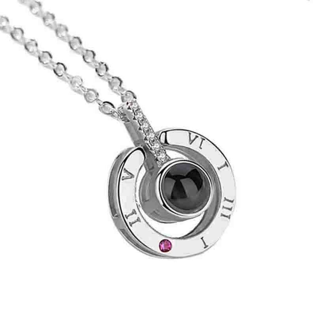 Della lega di Amore Del Pendente di 100 Lingue I amore voi Scuotendo Suoni con la Proiezione Clavicola Catena Della Collana Del Maglione: A