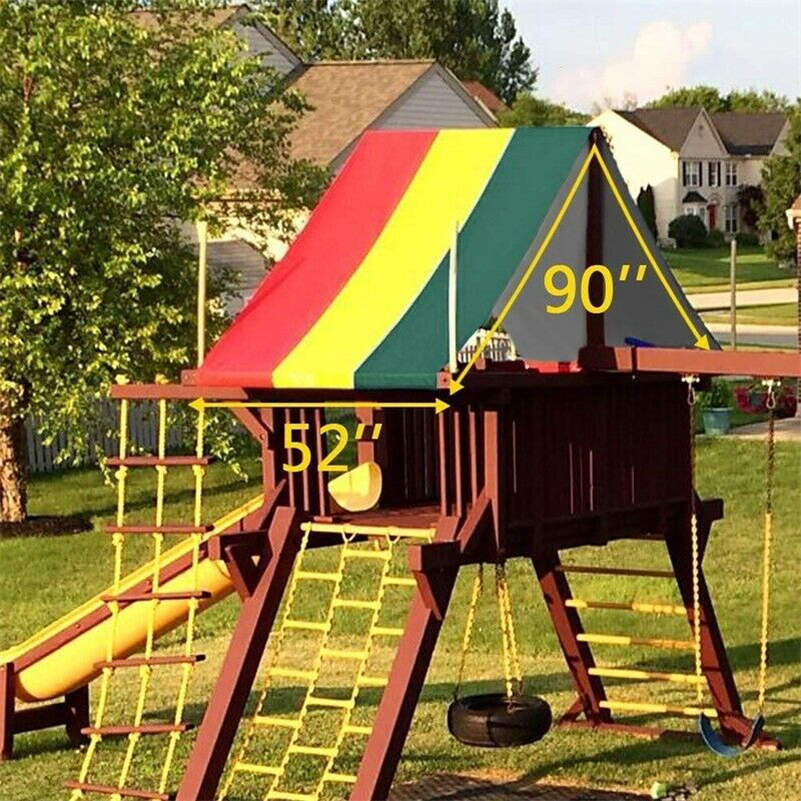 Colorful Striped Canopy Swingset Kids Playhouse Playground Waterproof Tarp Roof
