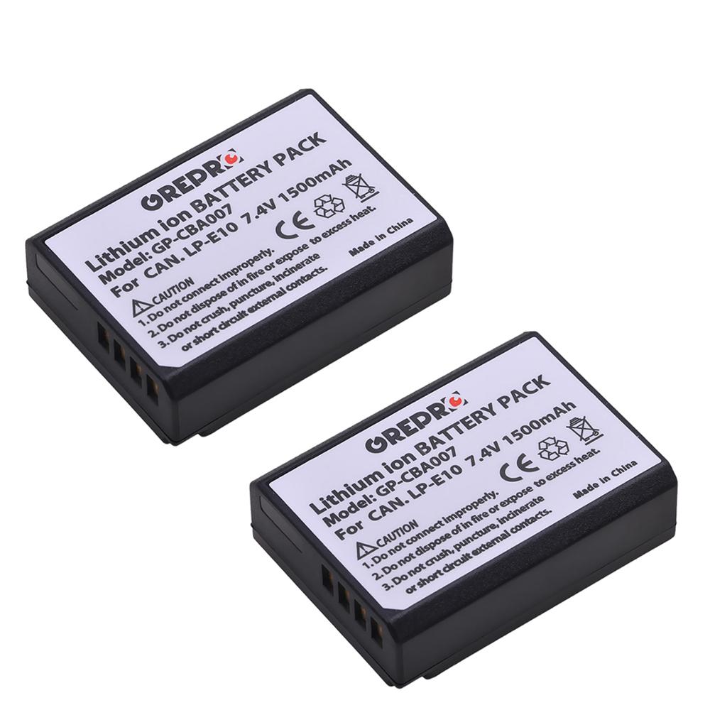 3-Pack LP-E10 LPE10 Battery with LED USB LP E10 Battery Charger for Canon 1100D 1200D 1300D 2000D Kiss X50 X70 Rebel T3 T5: 2x Battery