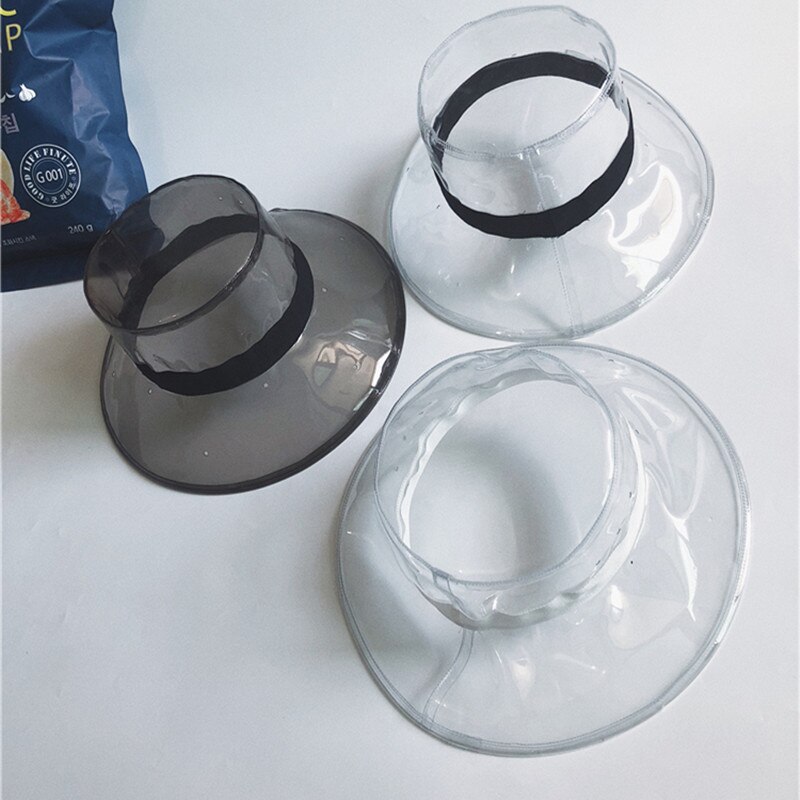 Damhatt sommar regnbeständiga hattar mjuk plast klar huvudbonader solskyddshatt pvc transparent flerfärgad hatt