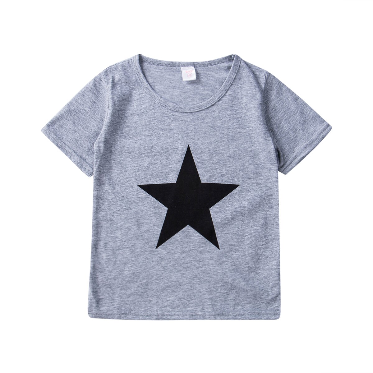 Arrivels Zomer Baby Peuter Kids Jongens Ster Kleding Gedrukt T-shirt Tops: Grijs / 7
