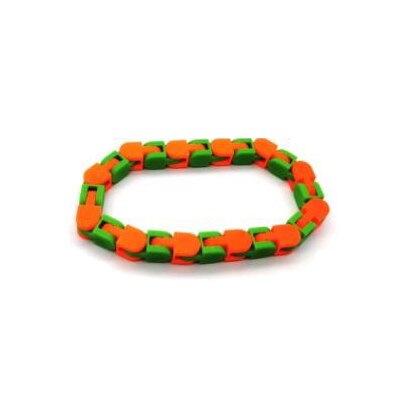 Divertente Puzzle colorato tracce di giocattoli sensoriali Snap And Click fidget toy catena di biciclette orbitali tracce stravaganti bracciale fluido catena attorcigliata: GREEN ORANGE