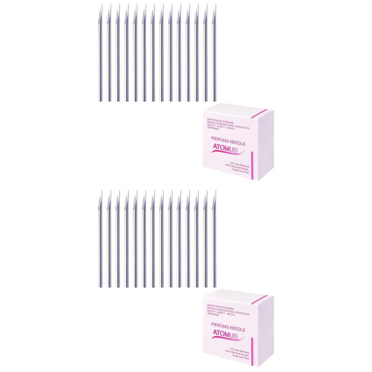 200 unids/set Body nariz ombligo tri-piercing agujas 14G y 16G, acero inoxidable