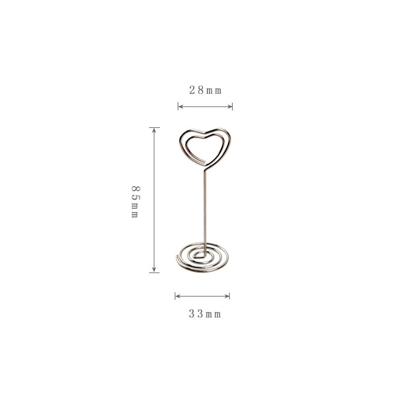Mini Place Card Holder Photo Picture Holders Table Card Holders Office Desk Number Paper Menu Clips Wedding Party (1Pcs): Heart / 85mm Silver