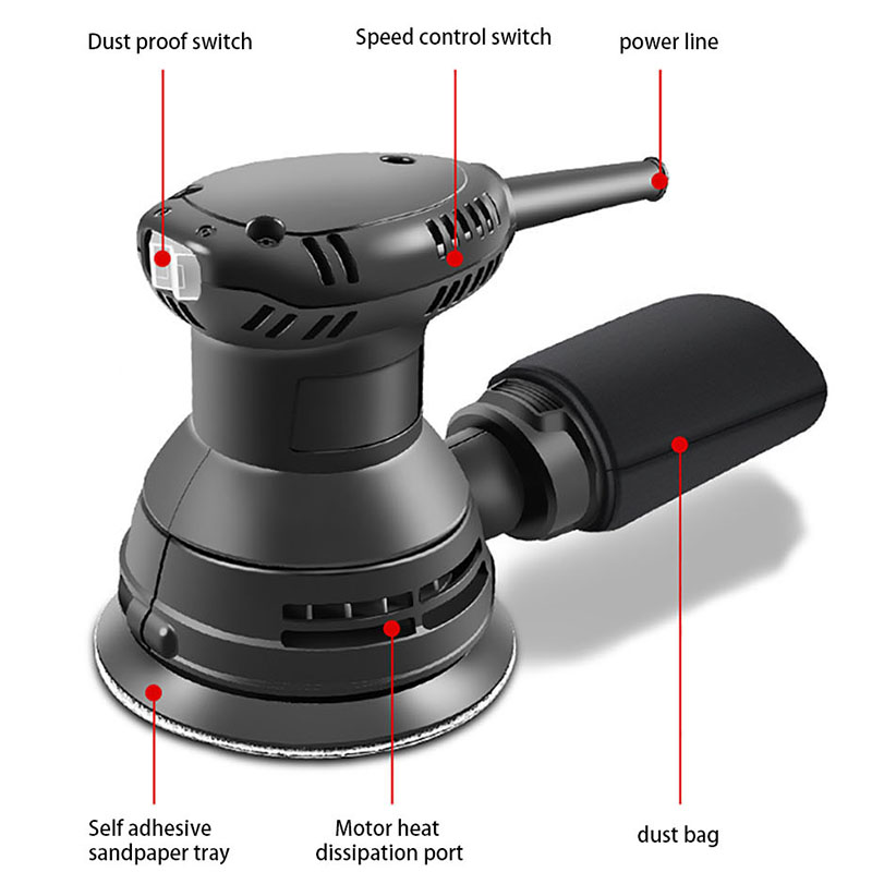 Multifunksjonell kitt-veggpoleringsmaskin støvfri selvgrunnende veggslipemaskin elektrisk sandpapirmaskin