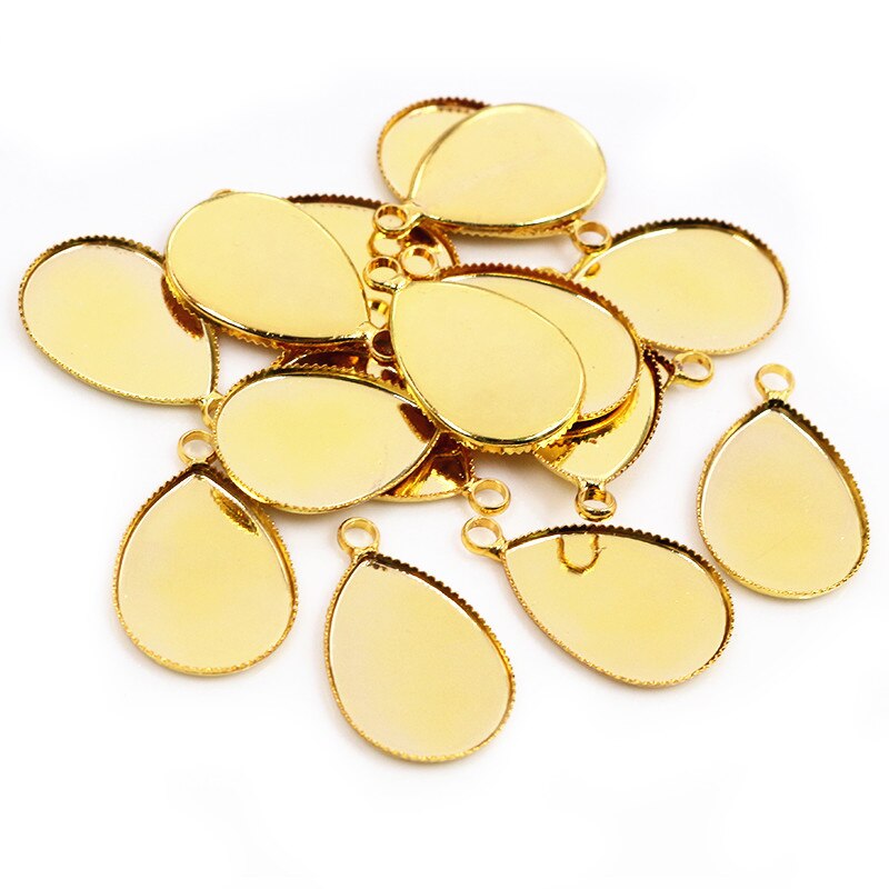 10x14mm 13x18mm 18x25mm Inner Size Style Brass Cameo Cabochon Base Setting Charm Pendant Necklace Jewelry Findings: Gold / 18x25mm 10pcs