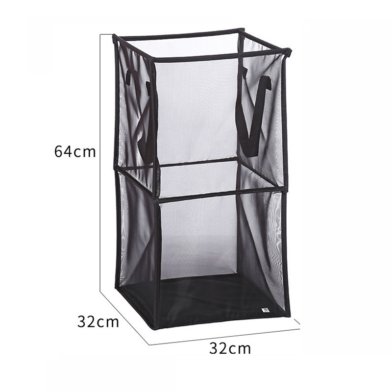 Dirty Laundry Clothes Basket Foldable Fabric Grid Household Clothes Storage Large Capacity Bathroom Finishing Storage Basket Bag