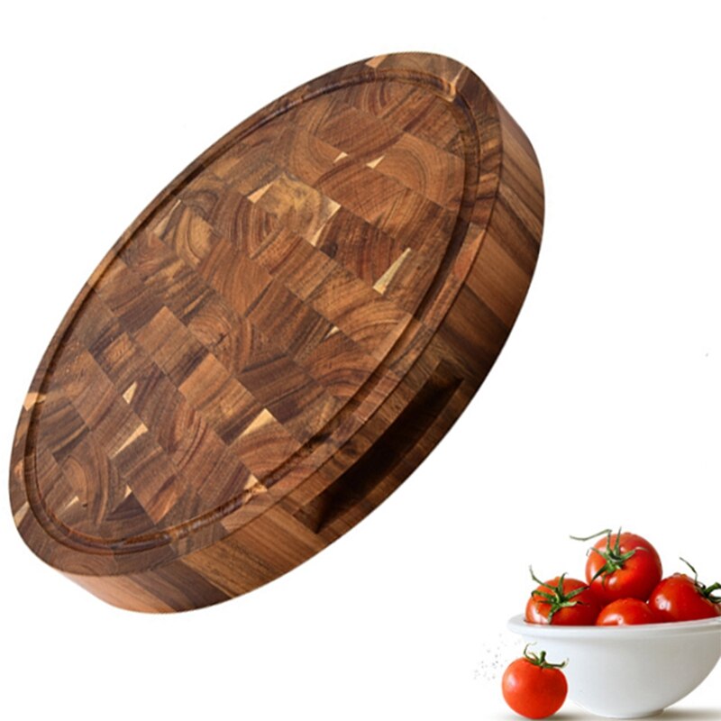 Practical Acacia Wood End Grain Cutting Boards Wooden Butcher Block Meat Cutting Wood Thick Board Round Wood Chopping Boards
