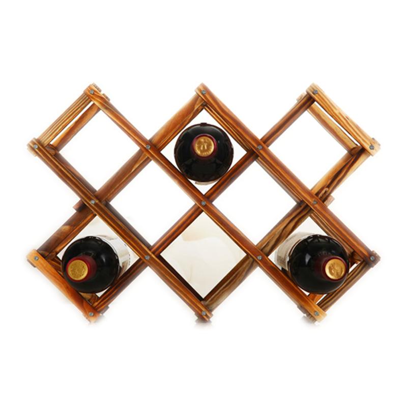 Składany stojak na wino z litego drewna, składany stojak na wino, drewniany uchwyt na wino, 10 butelki na wino, stojak na wino, kuchenny barek, półka ekspozycyjna