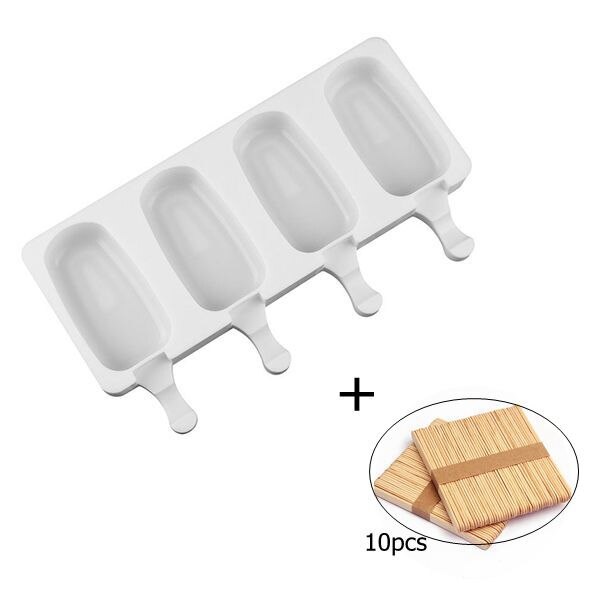Homemade Food Grade 2 Sizes Silicone Ice Cream Molds Ice lolly Moulds Freezer Ice cream bar Molds Maker With Popsicle Sticks: Small