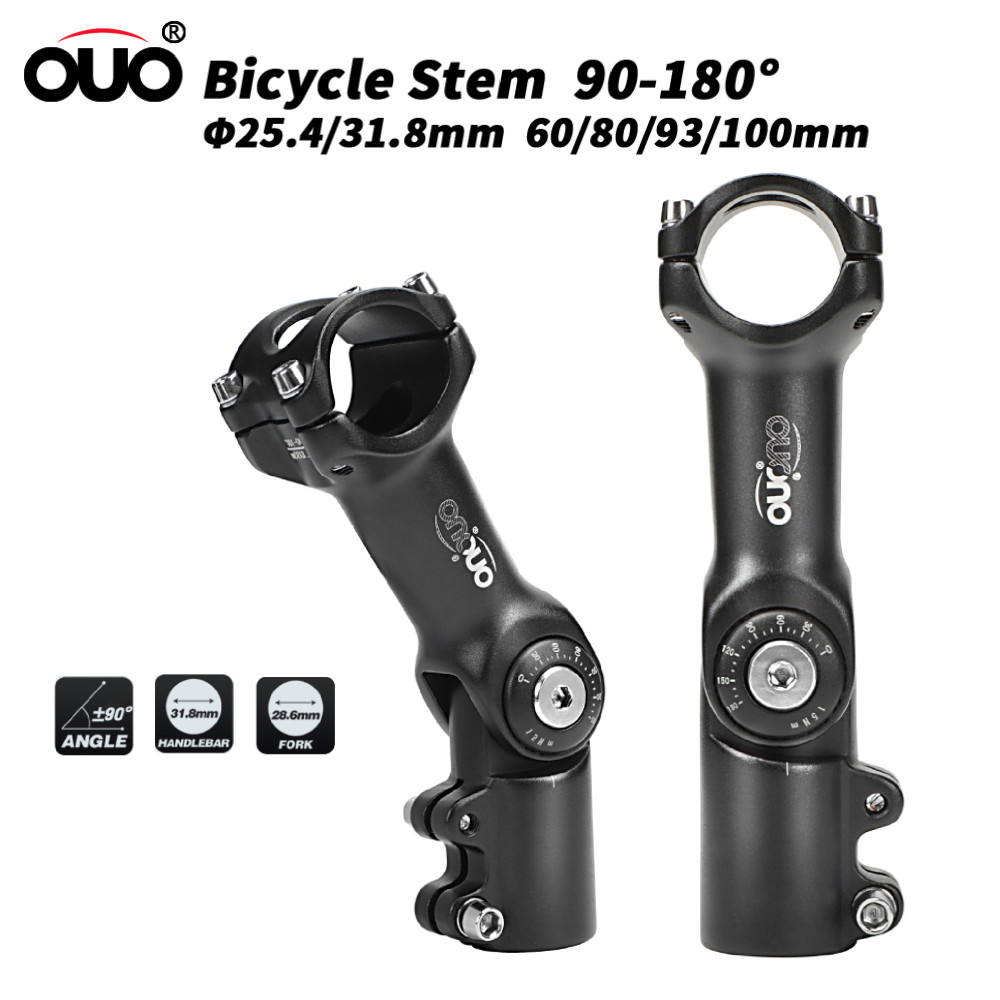 OUO MTB Attacco Manubrio Regolabile MTB potenza bicicletta Tavolo 90-180 Gradi Manubrio Della Bicicletta estensore 25.4/31.8mm Giù Stelo Estensione Doppio Blocco
