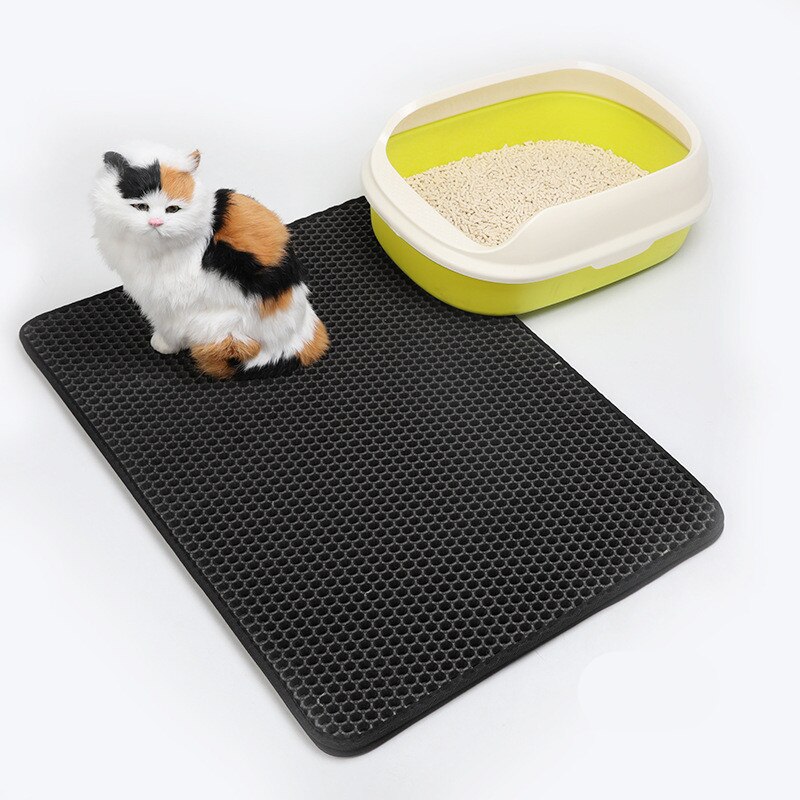 Waterdichte kattenbakmat, dubbellaags, waterdichte kattenbakmatten, opvouwbare antislip kattenhuis schoonmaakmat, kattenmandbenodigdheden: Grijs / 3030