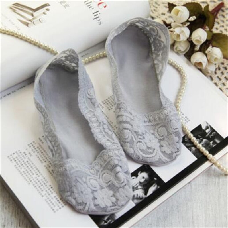 Ladies yoga spets strumpa tofflor dans osynliga sport båt strumpor för kvinnor, topp