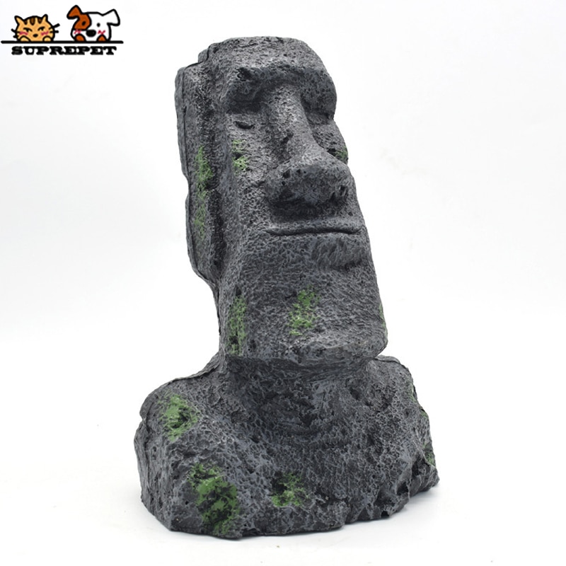 SUPREPET-piedra Moai misteriosa antigua para decoración de Acuario, ornamento de paisaje para pecera, accesorios para pecera