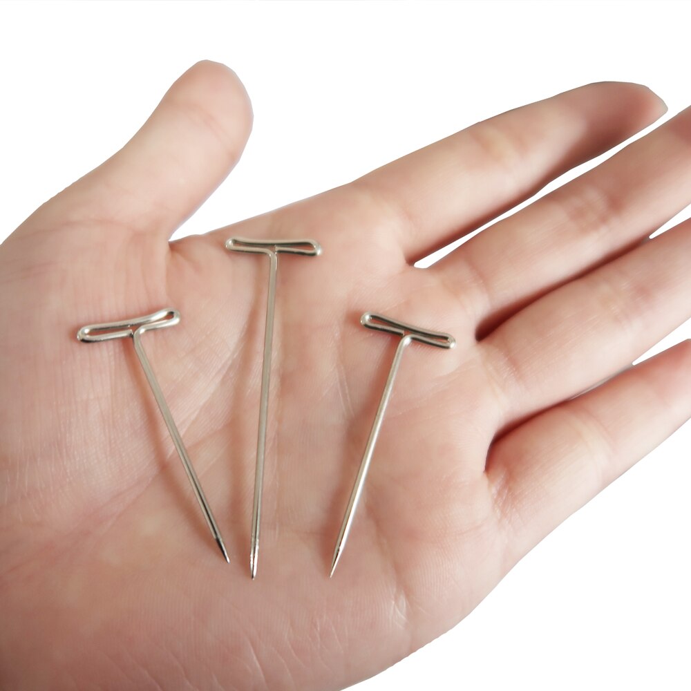 50PCS 27/32/38/45/51/53mm Long Silver T Shape Needles Pin for Wigs on Mannequin Head Hair Weaving Tools Salon Styling Tools