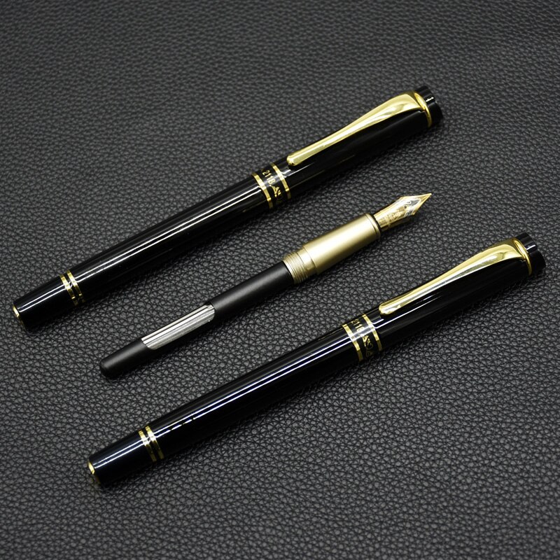 1Pcs Heldere Zwarte Business Vulpennen Penpunt Luxe Inkt Pen Kantoor High End Student veer Pen