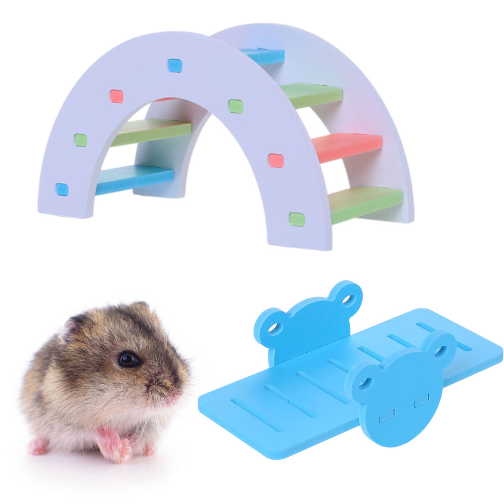 Hamster regnbuebro vippe gynge legetøj træningslegetøj chinchilla marsvin aktivitet klatre sport hamster bur klatre sportslegetøj gør det selv