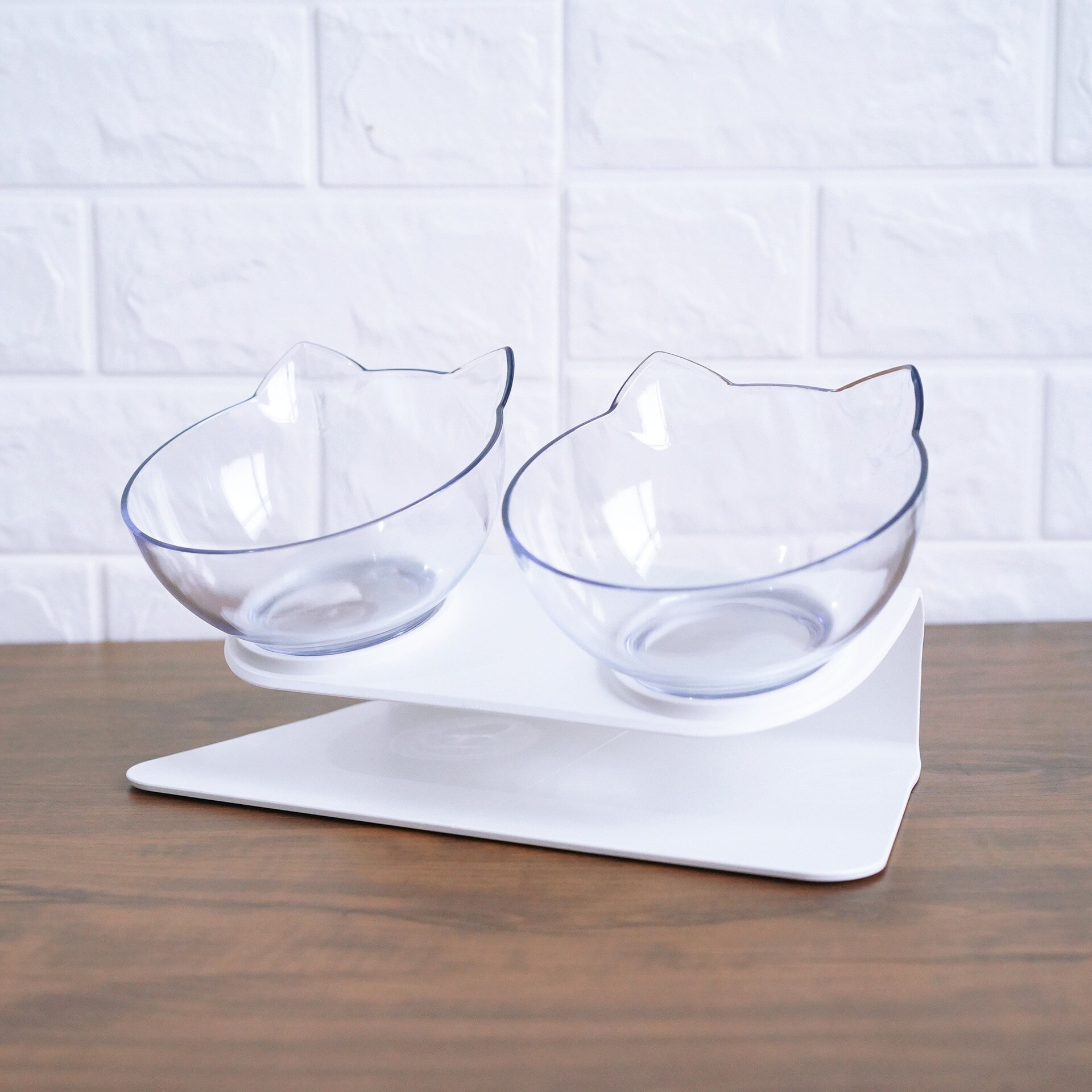 Mangeoires pour chat bol d'alimentation pour chat Gog fournitures pour animaux de compagnie bols à eau pour chiens avec support surélevé pour chats Double bol 2pneu1: Double bowls-2