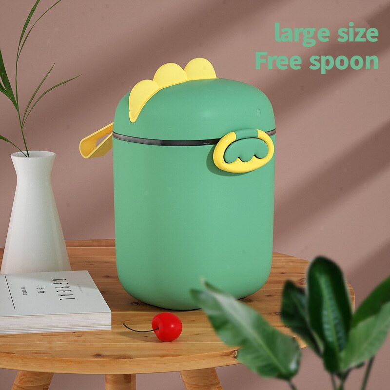 Milk Powder Box Baby Milk Powder Portable Cute Pig Food Storage Box Essential Cereal Infant Toddle Snacks Container No Bpa: L green dinosaur
